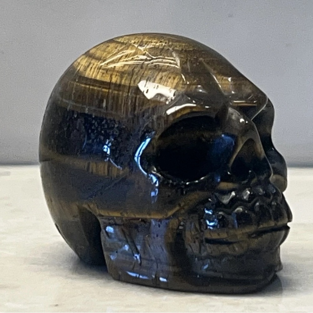 Natural Quartz Crystal Skull Carved Tiger Eye Jasper Stone Healing